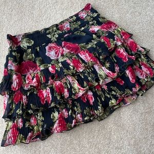 Abercrombie & Fitch Rose Print Ruffled Mini Skirt Size Medium